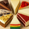 Assorted slices of different types of cakes on a beige background halo bagels harlem